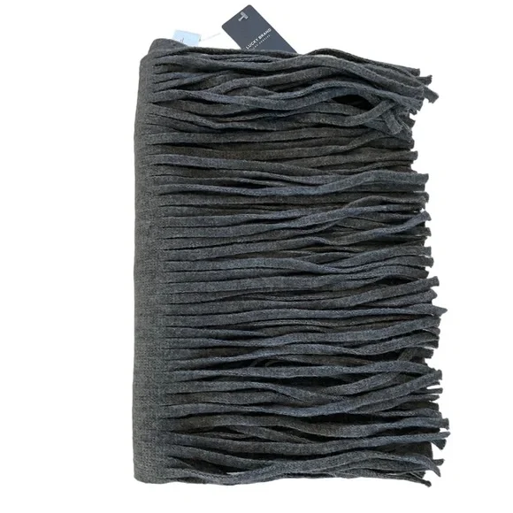 NWT Lucky Brand Charcoal Gray Soft Wide Winter Scarf Fringe Long - Picture 5 of 10